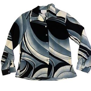Vintage 1980s Funky Geometric Button Up Top Size Small